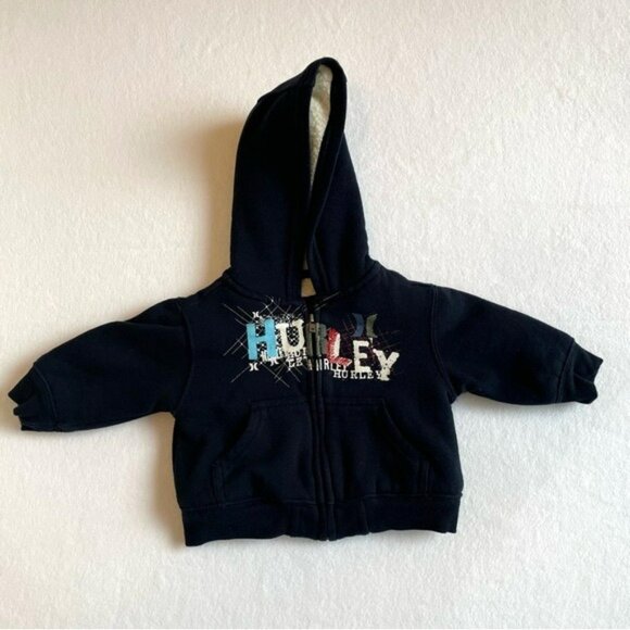 Hurley Other - Hurley Baby Fleece Lined Hooded Sweatshirt 6m Graphic Logo